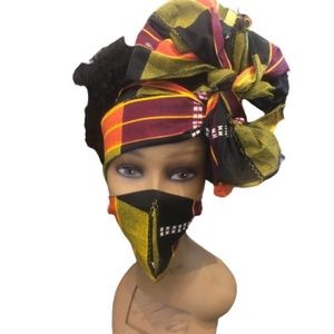 "ON SALE" African frabic head piece and mask